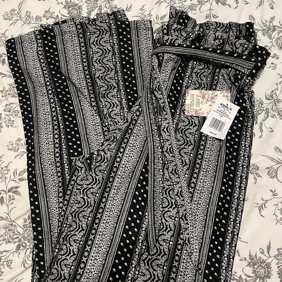 Pink Rose Wide Leg Knit Pants - L - Picture 3 of 4